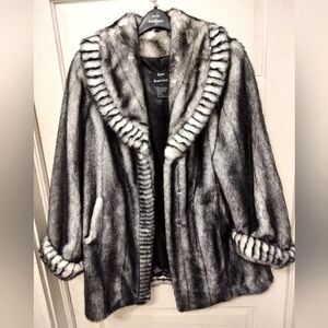Dennis Basso small black and white faux fur jacket